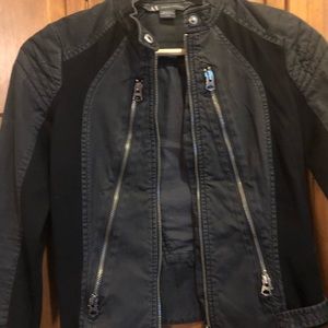 Armani Exchange black moto zipper jacket. Size XS